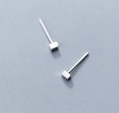 Geshe-Dames platinum vergulde zilveren oorbellen trendy rechthoek knopjes-zilver 925-3mmx2mm-feest cadeau