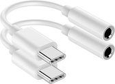2x USB C naar 3.5mm Jack Adapter - Audiojack naar USB-C - Audiojack 3.5 - Audio Jack USB-C - Audio Jack Kabel - Geschikt voor Samsung S21