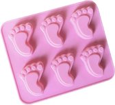 Roze siliconen voetenvorm - babyshower - chocolade mold - cakevorm - neon roze