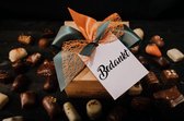 Chocolade cadeau - Doosje Belgische pralines "Bedankt" 500 gr - Ambachtelijk vervaardigde bonbons - Chocolade geschenkset