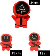 Game Knuffel - 2 x 13 CM Vierkant en Rond + 1 x 24 CM Driehoek - Pluche knuffel set