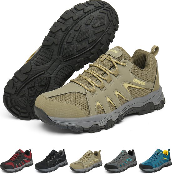Geweo Chaussures de randonnée Unisexe - Antidérapantes Plein air - Imperméables et Respirantes - Comfort Extra - Légumes - Taille 38