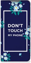 Telefoontasje Geschikt voor Samsung Galaxy A53 Smartphone Hoesje Flowers Blue Don't Touch My Phone