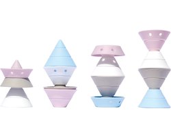 HIX - Pastel Kleuren, 4 omvormbare bouwkegels in elastische siliconen rubber, in doos 8.2x8.2x14.3cm, 2+