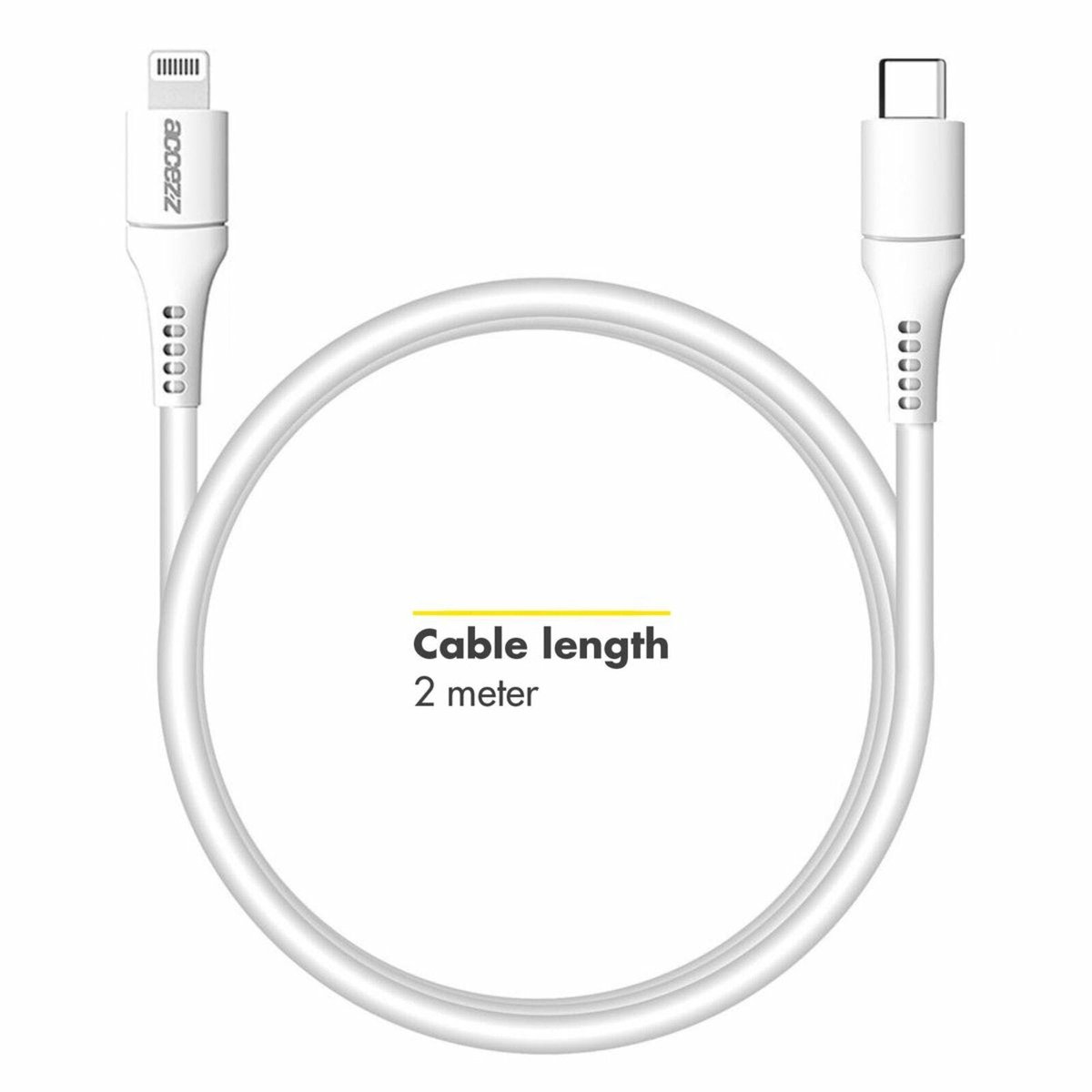 Accezz MFI Certified USB-C naar Lightning kabel - 2 meter - Wit