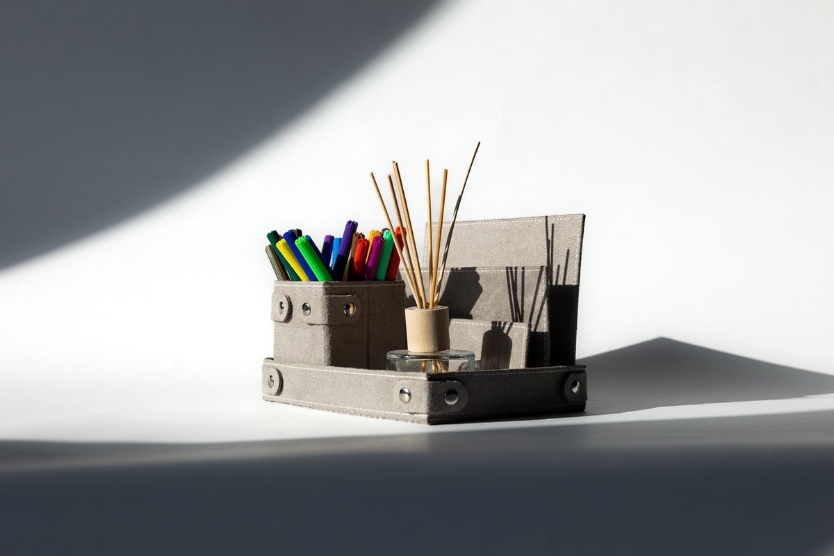 SoftTouch-Pennenbakje-Bureau accessoires-Bureau Organizer -Inklapbaar-Zachte Stof
