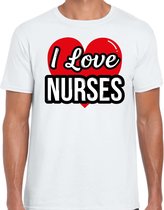 I love nurses verkleed t-shirt wit - heren - Verkleed outfit / kleding S