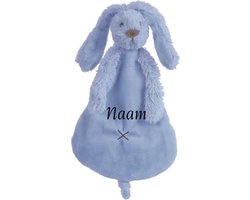 Happy Horse Konijn Richie Knuffeldoekje met naam Deep Blue - Knuffeldoekje met naam - Gepersonaliseerd geborduurd kraamcadeautje
