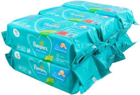 Pampers Fresh Clean - 480 lingettes pour bébé