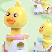 Opwindbaar Speelgoed - Speelgoed Baby en Peuter - Speelgoed Eend op Scooter - Kleur Paars/Wit - NIEUW!!!