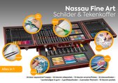 Nassau Fine Art Schilder- & Tekenkoffer 103-delig | In Houten koffer | Professionele kwaliteit | Schilderen en tekenen voor beginners en ervaren kunstenaars | Tekenset
