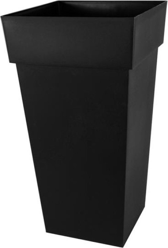 optillen Dom Dynamiek Bloempot Toscane vierkant kunststof zwart L43 x B43 x H80 cm - 98 liter  -... | bol.com