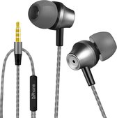 DrPhone M12 Metalen Bedrade 3.5mm Aux 45 graden In-Ear Oordoppen – Diepe Bass - Met Microfoon – Stereo met geluidsisolerende technologie – Zwart