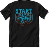 Start the game | Gaming kado T-Shirt heren - dames | Blauw-Oranje | Perfect game pc cadeau shirt | Grappige console spreuken - zinnen - teksten Maat XXL