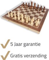 Thexa - Vernieuwde XL schaakset (40x40 cm) met beklede binnenkant - schaakspel hout - magnetisch schaakbord