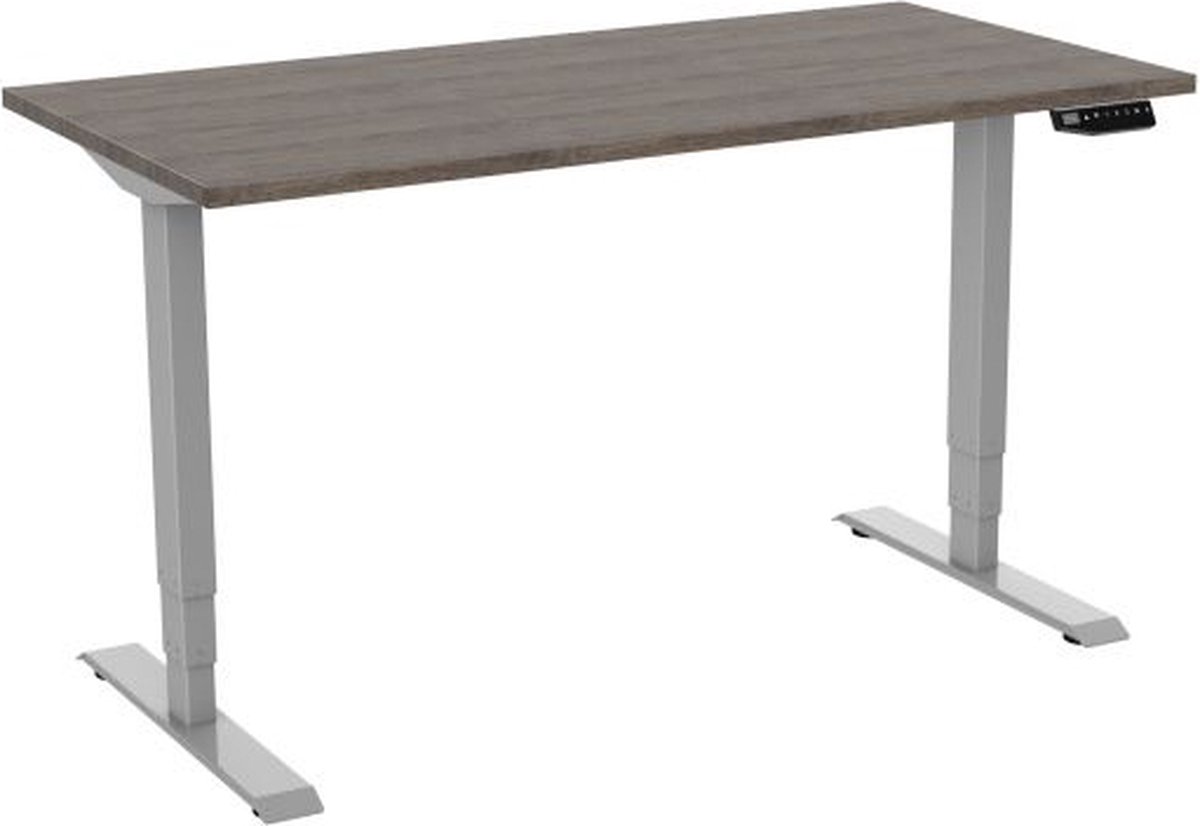 GAME HERO Marvel Bureau Elektrisch Verstelbaar 2 Motorig - Grijs Frame - Logan Eiken Blad - 160 x 80 cm