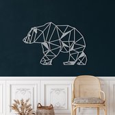 Wanddecoratie |Geometrische Beer /  Geometric Bear  decor | Metal - Wall Art | Muurdecoratie | Woonkamer |Zilver| 60x40cm