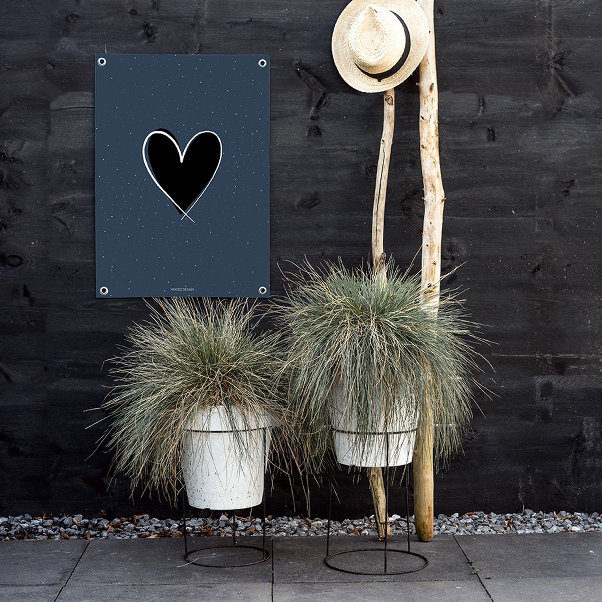 MOODZ design Tuinposter | Buitenposter | Hart | 50 x 70 cm | Blauw