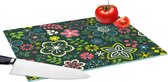 Planche à découper en Verres - 39x28 - Feuilles - Motifs - Fleurs - Planches à découper en Glas