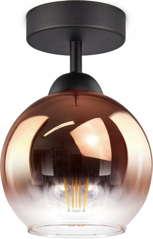 Plafondlamp Industrieel voor Eetkamer - Plafonniere E27 LED - Koper Glas -... | bol.com