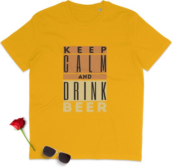 T-shirt Bières - Keep Calm Drink Beer Shirt - T-shirt homme - T-shirt femme - T-shirt unisexe drôle - Tailles : SML XL XXL XXXL Couleurs de la chemise : Zwart - (Vintage) Wit - (Spectra) Jaune.