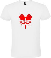 Wit T shirt met print van " Vendetta " print Rood size XS