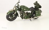 Militaire motorfiets - blikmetaal - leger - army - motor - miniatuur - decoratie - 21x16x37 cm