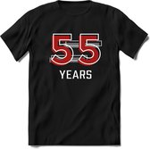 55 Years - Feest kado T-Shirt Heren / Dames - Rood / Grijs - Perfect Verjaardag Cadeau Shirt - grappige Spreuken, Zinnen en Teksten. Maat XXL