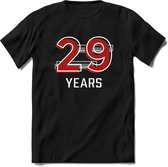 29 Years - Feest kado T-Shirt Heren / Dames - Rood / Grijs - Perfect Verjaardag Cadeau Shirt - grappige Spreuken, Zinnen en Teksten. Maat XL