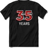 35 Years - Feest kado T-Shirt Heren / Dames - Rood / Grijs - Perfect Verjaardag Cadeau Shirt - grappige Spreuken, Zinnen en Teksten. Maat XL