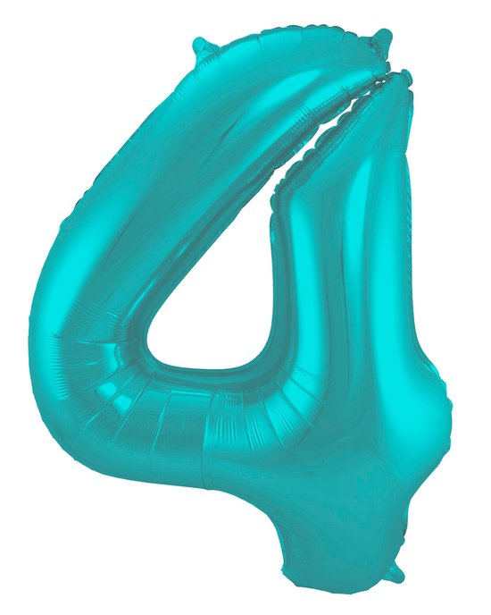 Folieballon 4 jaar metallic pastel aqua mat 86cm