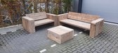 3 delige Loungeset "Garden Middel" van Gebruikt steigerhout inclusief tafel 5 persoons