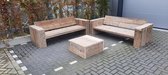 3 delige Loungeset "Garden Big" van Gebruikt steigerhout inclusief tafel 6 persoons