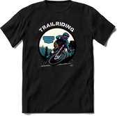 Trailriding | TSK Studio Mountainbike kleding Sport T-Shirt | Blauw - Paars | Heren / Dames | Perfect MTB Verjaardag Cadeau Shirt Maat 3XL