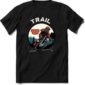Trail | TSK Studio Mountainbike kleding Sport T-Shirt | Oranje | Heren / Dames | Perfect MTB Verjaardag Cadeau Shirt Maat XL