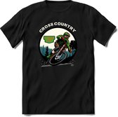 Cross Country | TSK Studio Mountainbike kleding Sport T-Shirt | Groen - Oranje | Heren / Dames | Perfect MTB Verjaardag Cadeau Shirt Maat XXL