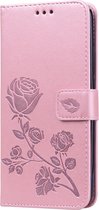Xiaomi Redmi 7 Hoesje - Mobigear - Flowers Serie - Kunstlederen Bookcase - Roségoud - Hoesje Geschikt Voor Xiaomi Redmi 7