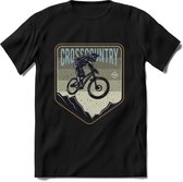Crosscountry | TSK Studio Mountainbike kleding Sport T-Shirt | Grijs | Heren / Dames | Perfect MTB Verjaardag Cadeau Shirt Maat L