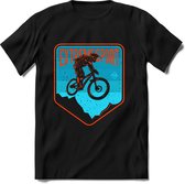 Extreme Sport | TSK Studio Mountainbike kleding Sport T-Shirt | Blauw - Oranje | Heren / Dames | Perfect MTB Verjaardag Cadeau Shirt Maat S
