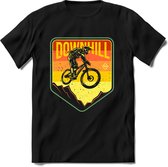 Downhill | TSK Studio Mountainbike kleding Sport T-Shirt | Oranje - Geel | Heren / Dames | Perfect MTB Verjaardag Cadeau Shirt Maat L