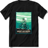 Mountain Biking | TSK Studio Mountainbike kleding Sport T-Shirt | Zeeblauw - Groen | Heren / Dames | Perfect MTB Verjaardag Cadeau Shirt Maat M