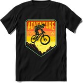 Adventure | TSK Studio Mountainbike kleding Sport T-Shirt | Oranje - Geel | Heren / Dames | Perfect MTB Verjaardag Cadeau Shirt Maat XL