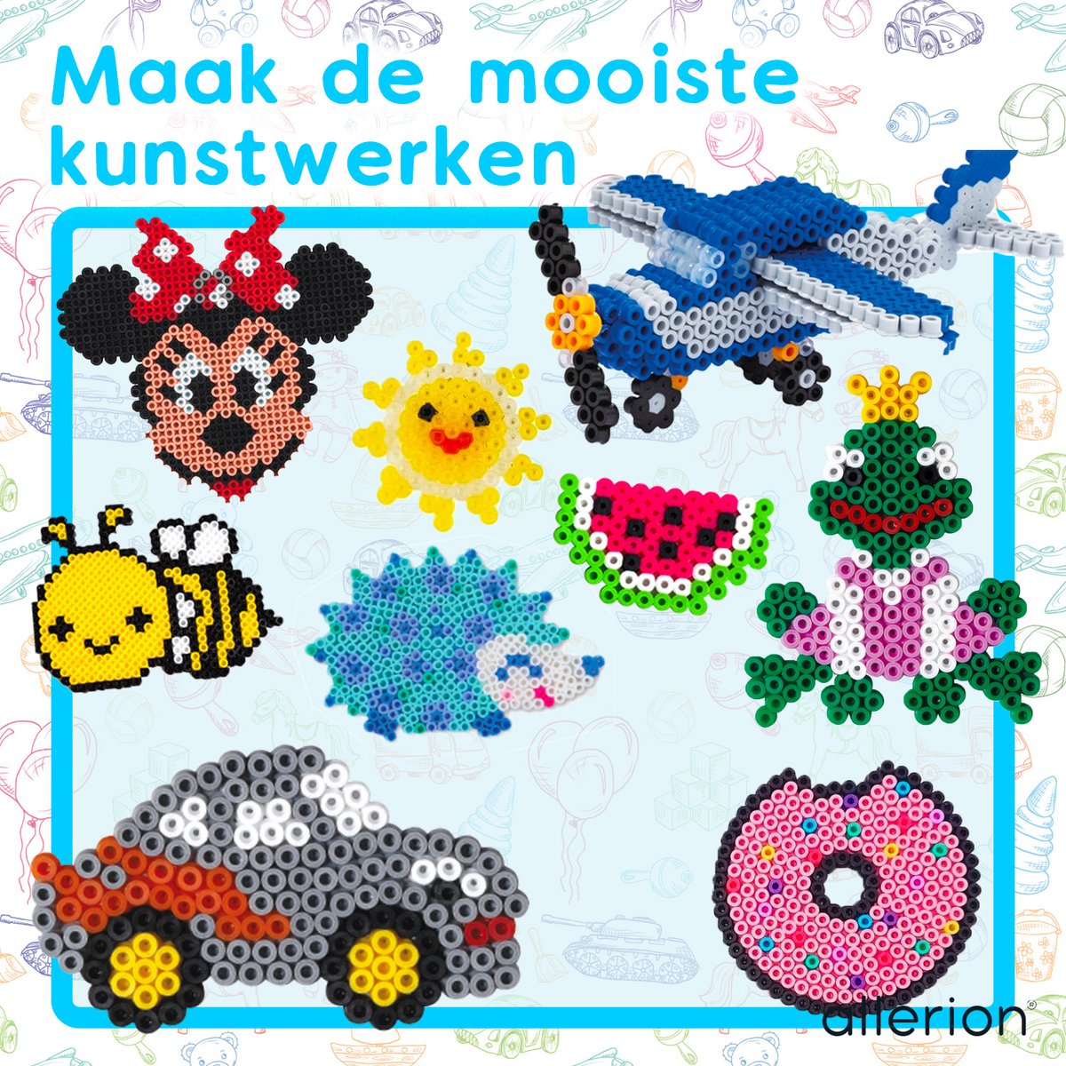 Allerion Strijkkralen Medium Set - 2000 Kraaltjes - Vele Accessoires - Voorbeeldenboekje — afbeelding 7