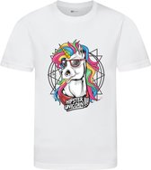 Hipster Unicorn - T-shirt Unicorn - T-shirt enfant - Taille 134/146 - 9 - 11 ans - T-shirt blanc manche courte