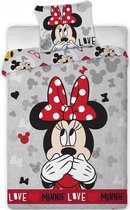 KD® - Minnie Mouse, Minnie Love - Dekbedovertrek - Eenpersoons - 140 x 200 cm - Katoen