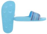Kinder (bad) slippers glitter strepen blauw 34