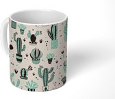 Mok - Koffiemok - Patroon - Cactus - Pot - Mokken - 350 ML - Beker - Koffiemokken - Theemok