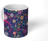 Mok - Koffiemok - Vogel - Neon - Bloemen - Patronen - Mokken - 350 ML - Beker - Koffiemokken - Theemok