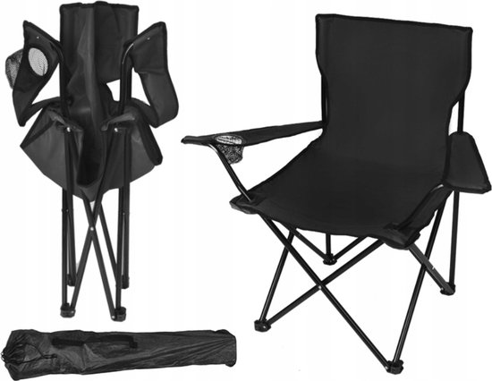 Ariko visstoel - kampeerstoel - vouwstoel - karperstoel - campingstoel - zwart - 120 kg