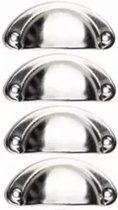 Meubelgreep - Vintage Schelpvormige Ladehandgrepen Zilver 4 stuks - Lade Greep Hand Vat Handvat Zilver/aluminium/rvs/ Zilver